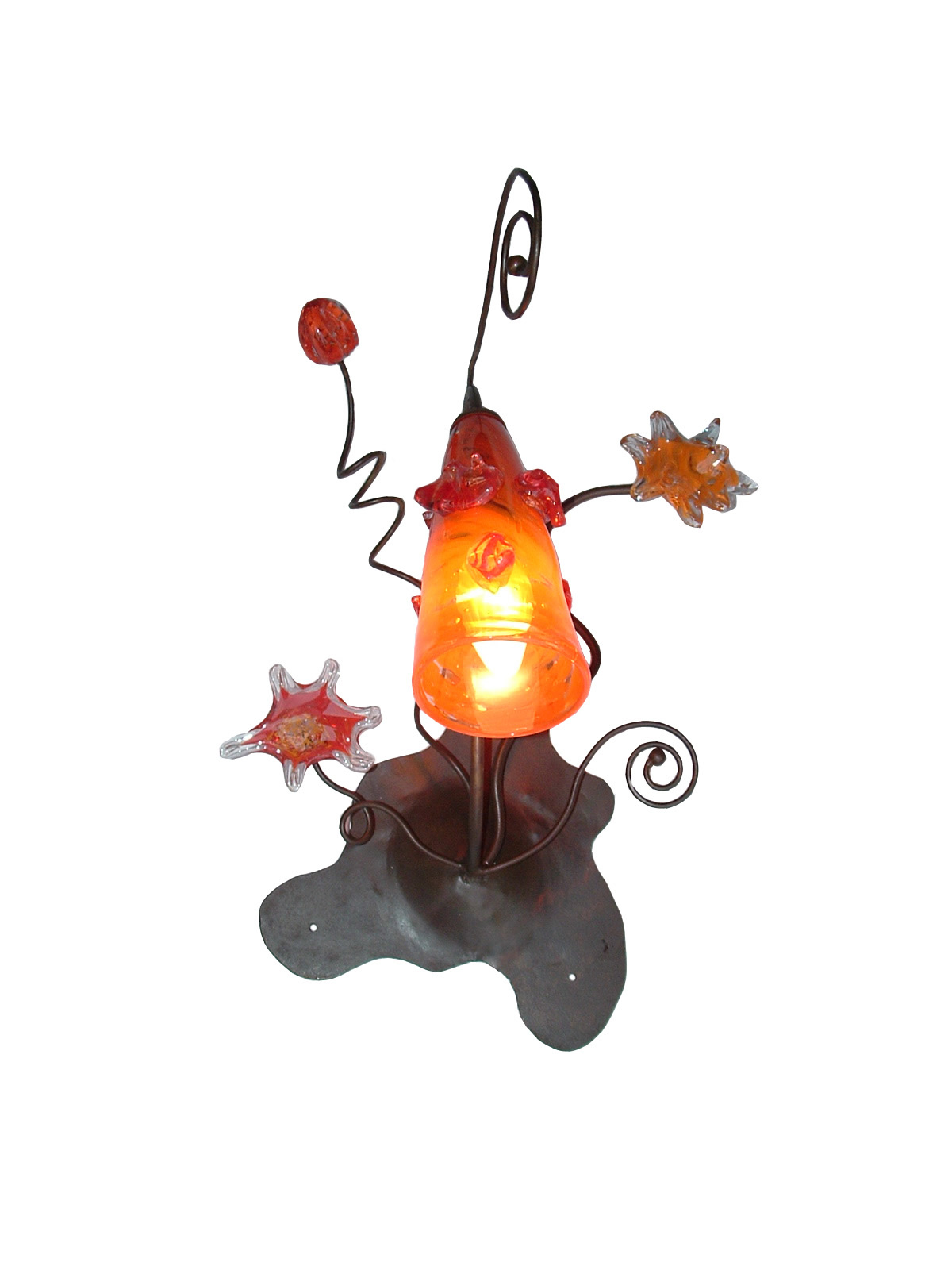 010405 Lámparas de pared. Vidrio soplado y hierro.