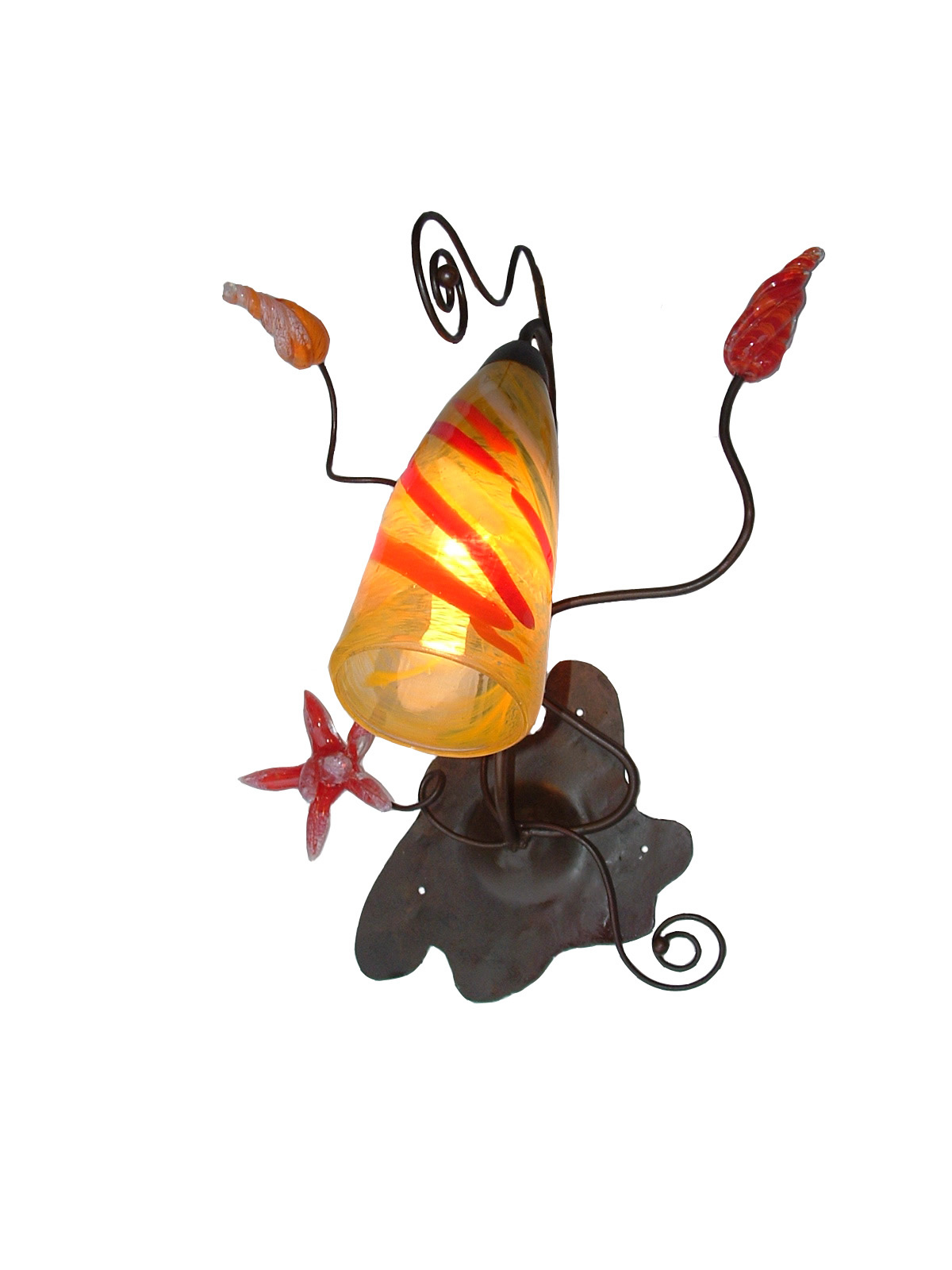 010407 Lámparas de pared. Vidrio soplado y hierro.