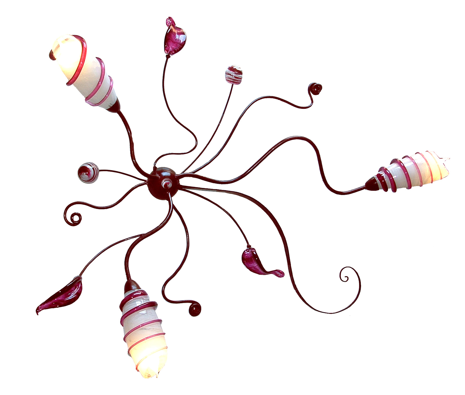 010412 Lámparas de pared. Vidrio soplado y hierro.