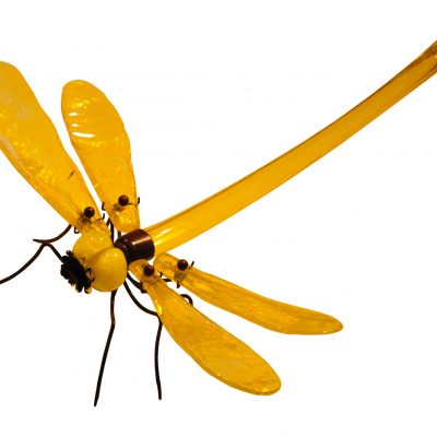 libélula azul. Hierro y vidrio soplado