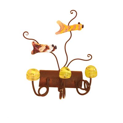 Perchero de pié. Hierro y vidrio soplado.