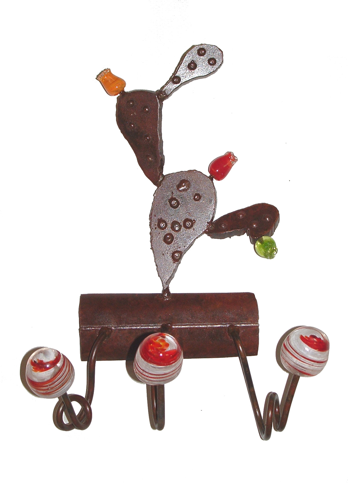 030210 Perchero de pié. Hierro y vidrio soplado.